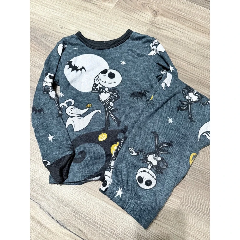 Disney Nightmare Before Christmas Jack Skellington Kids Pajama Set Gray 2 Piece